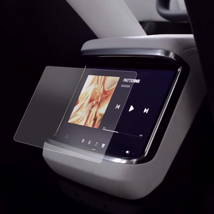 Schutzfolie für das Rückbank-Display des Tesla Model S Plaid