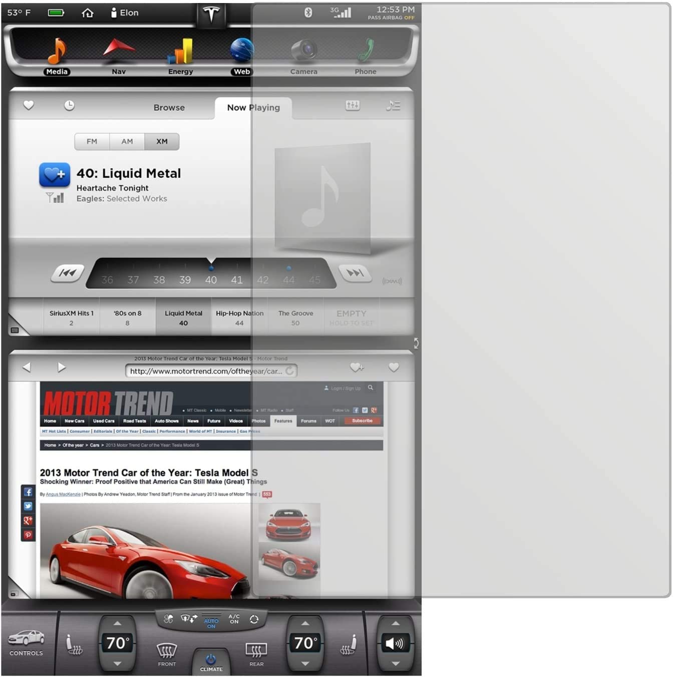 Display-Schutzfolie passend für Tesla Model S Touchscreen Display