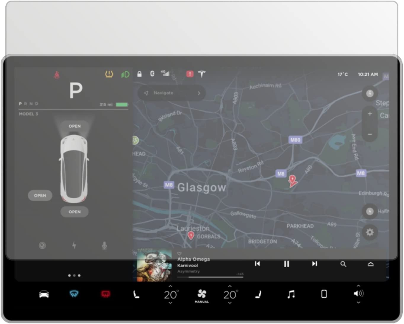 Display-Schutzfolie passend für Tesla Model 3 Touchscreen Display